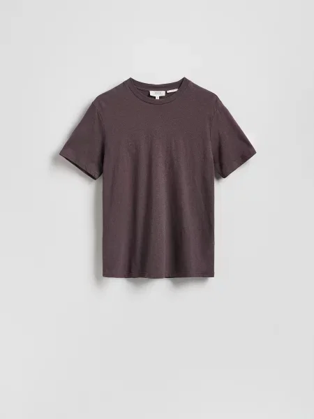 Reserved Футболка regular fit з льоном коричневий