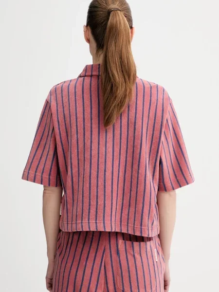 T-shirt z listwą guzikową na całej długości pomarańczowa