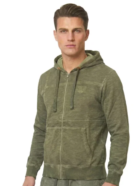 Bluza z kapturem Old Wash zapinana na zielona