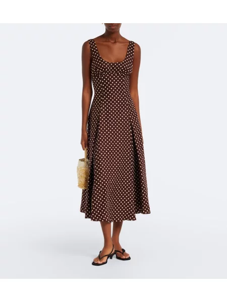 Rochie midi Faithfull de in cu buline maro