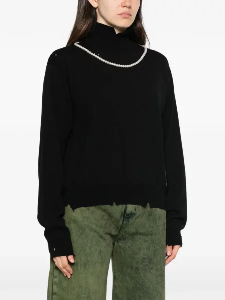 Pulover Maison Mihara Yasuhiro cu perle negru