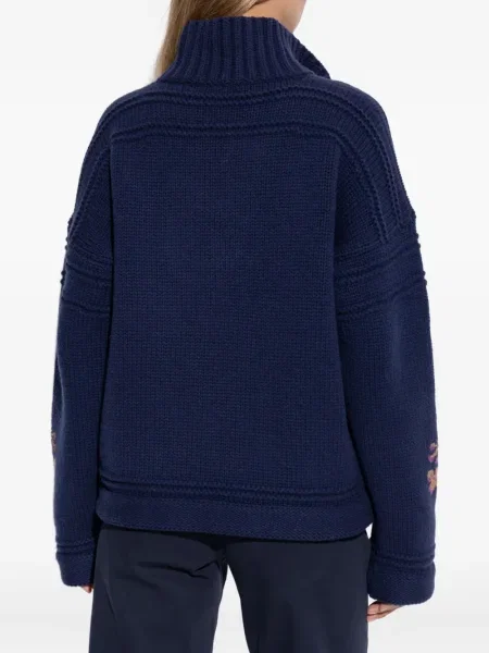 Pulover Etro cu broderie cu șireturi din dantelă albastru