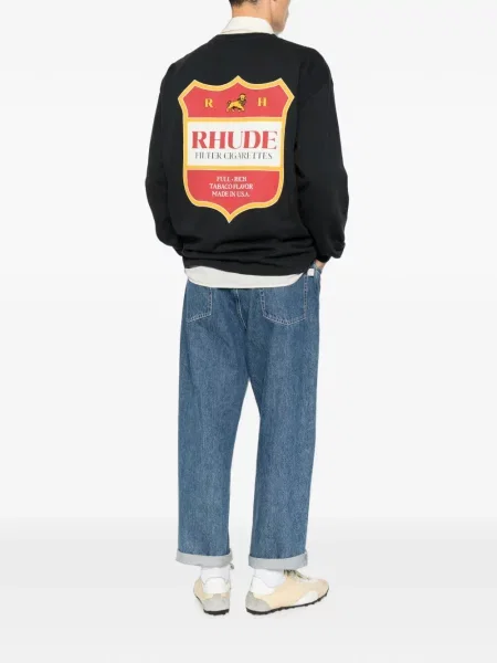 Lung tricou Rhude cu imagine negru