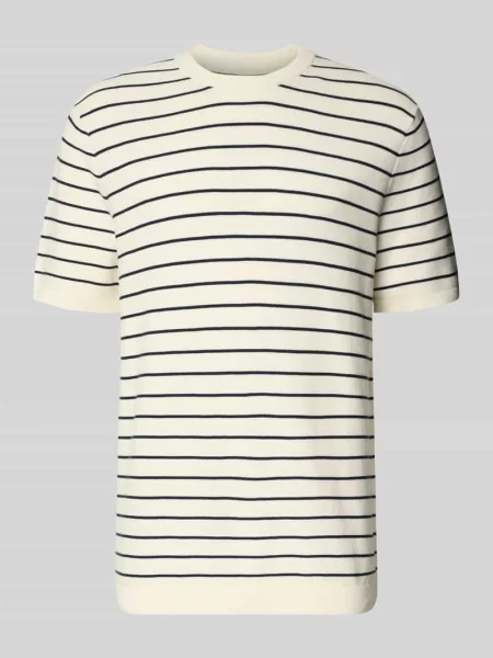 T-shirt z prążkowanym okrągłym dekoltem Mcneal