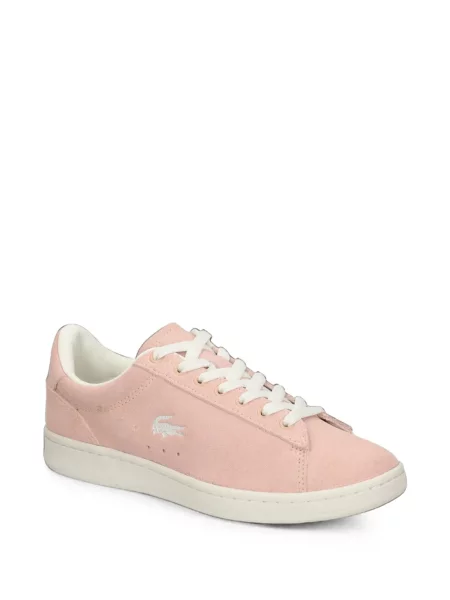 Sneakerși Lacoste cu broderie din piele de căprioară roz
