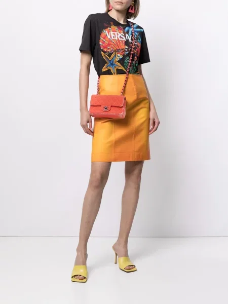 Sametová klasická kabelka Chanel Pre-owned růžová