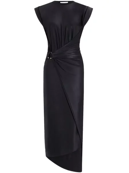 Rochie midi Rabanne drapată până la genunchi de costum negru