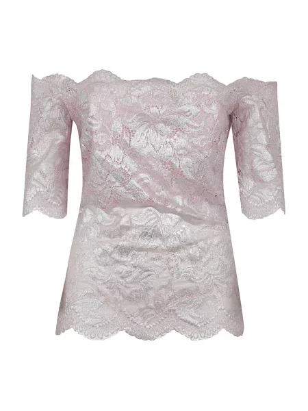 Top Rabanne koronkowy różowy