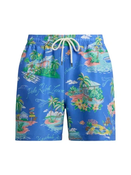 Polo Ralph Lauren Moda plażowa Mężczyzna L Bahamas Bear Swim Shorts niebieski
