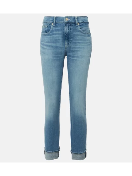 Blugi 7 For All Mankind cu talie înaltă albastru