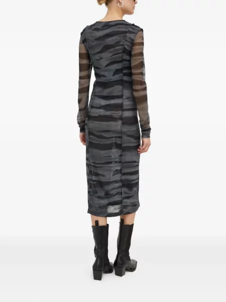 Rochie midi Samsøe Samsøe plasă până la genunchi de costum gri
