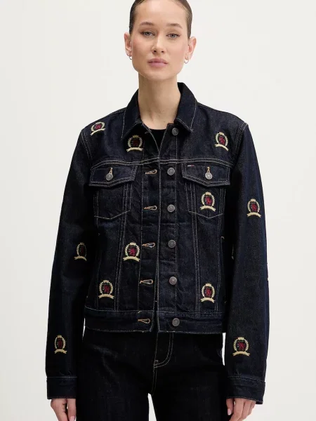 Tommy Jeans geaca jeans marin de tranzitie albastru