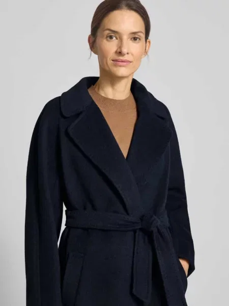 Płaszcz o kroju regular fit z mieszanki wełny i alpaki z domieszką moheru model TEMPERA' Weekend Max Mara granatowy