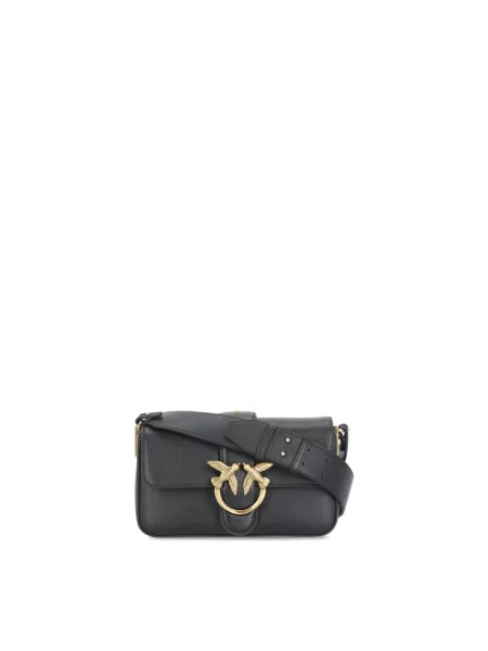 Torebka crossbody Pinko skórzana pikowana czarna