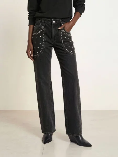 Marant Étoile Džíny Staright Silka faded black černé