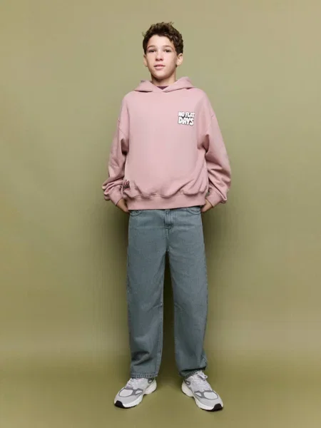 Bluza oversize z nadrukiem blady róż Dzieci lata MANGO KIDS