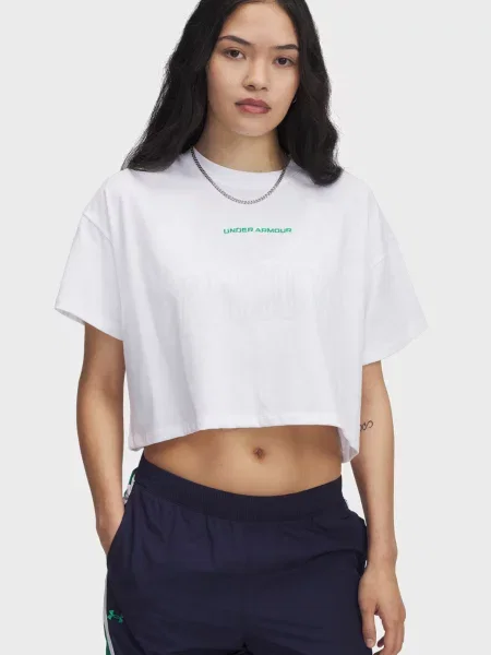 Укорочена спортивна футболка Under Armour біла
