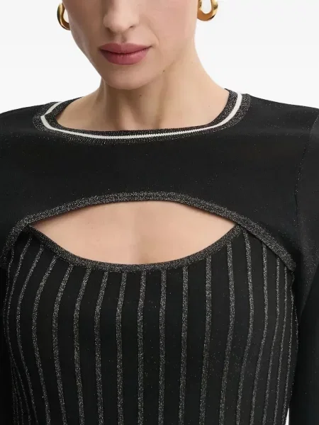 Rochie midi Liu Jo cu dungi până la genunchi de costum negru