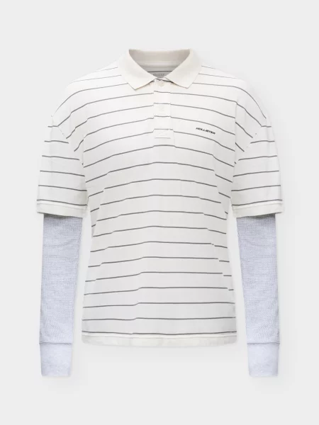 HOLLISTER Tricou gri deschis / gri închis alb