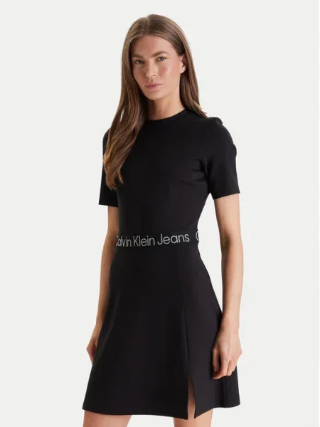 Rochie din denim Calvin Klein Jeans negru