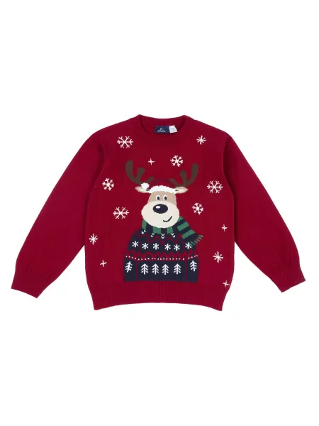 Chicco Pulover bej / bleumarin / roşu închis alb