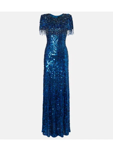 Rochie Jenny Packham cu franjuri albastru