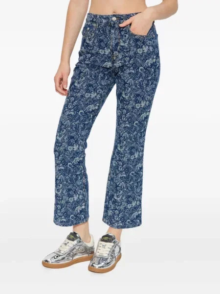 Blugi Ganni cu model floral albastru