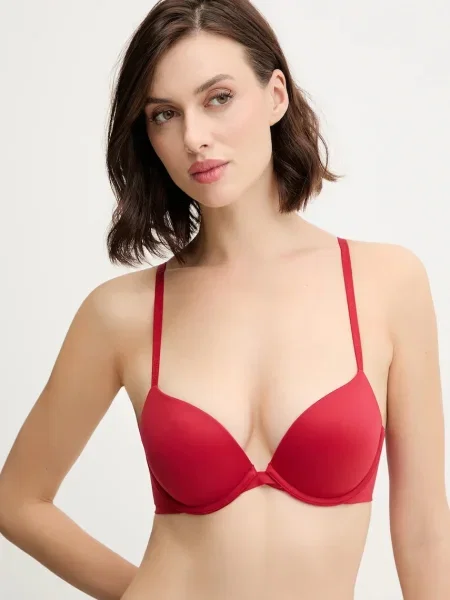 Сутиен Calvin Klein Underwear розово с изчистен дизайн червено