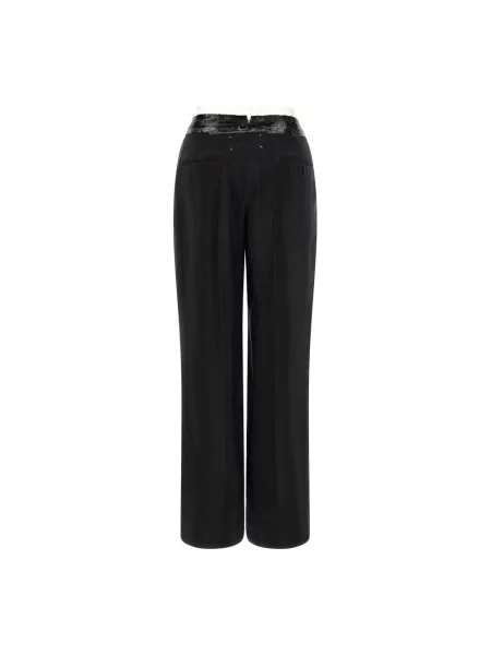 Lniane spodnie Maison Margiela czarne