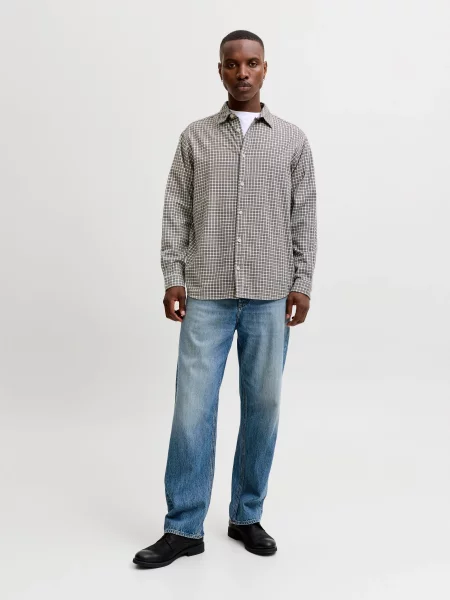 Клетчатая рубашка Jack & Jones серая
