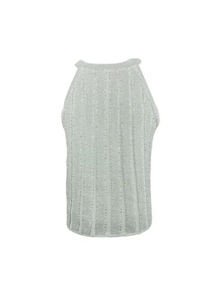 Dzianinowy top D.exterior z dekoltem halter zielony