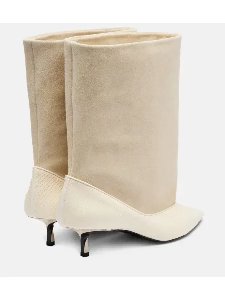 Cizme scurte Jacquemus din piele de căprioară alb