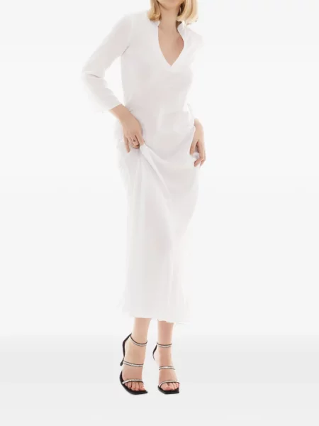 Gulerat rochie maxi Tessitura Body Couture alb