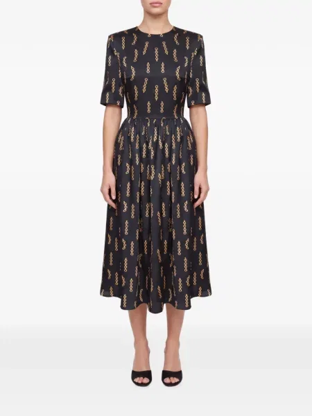 Rochie midi Post Meridiem cu imagine negru