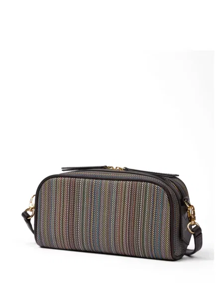 Ριγέ satchel τσάντα Paul Smith καφέ