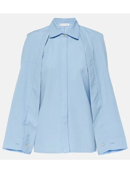 Bluză Victoria Beckham de lână albastru