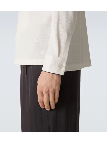 Tricou polo Tom Ford de mătase alb