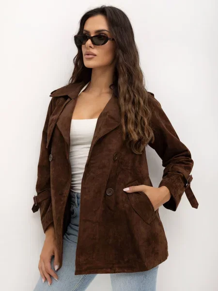 Scurt palton Italy Moda de catifea maro