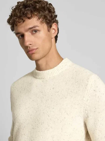 Sweter z dzianiny z mieszanki wełny Christian Berg Men biały