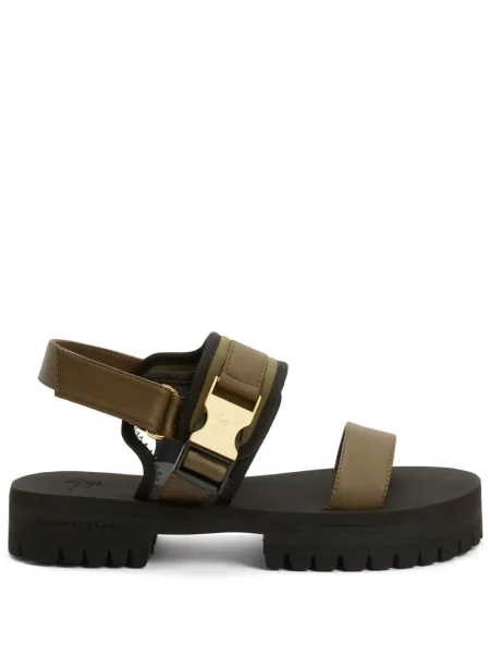 Sandale Giuseppe Zanotti din piele cu cataramă verde