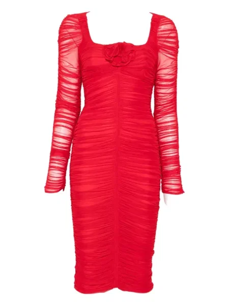 Rochie maxi Blumarine cu volane lungă de costum roșu