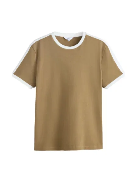 Next Tricou kaki alb