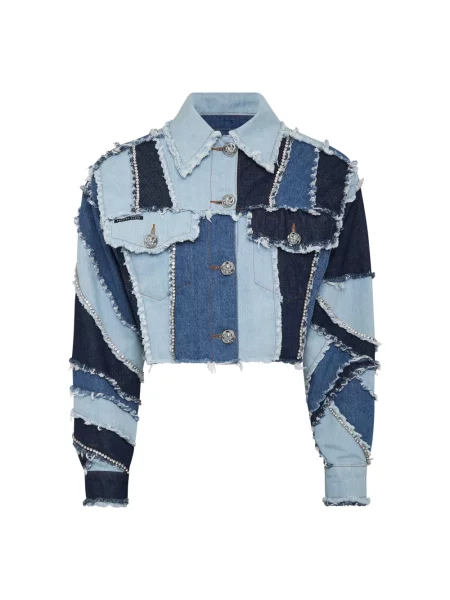 Krótka kurtka jeansowa Philipp Plein niebieska