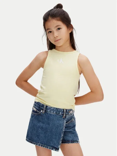 Tricou copii Calvin Klein Jeans galben