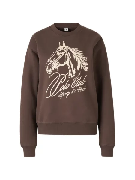 Hanorac crewneck Sporty & Rich cu imagine cu decolteu rotund maro
