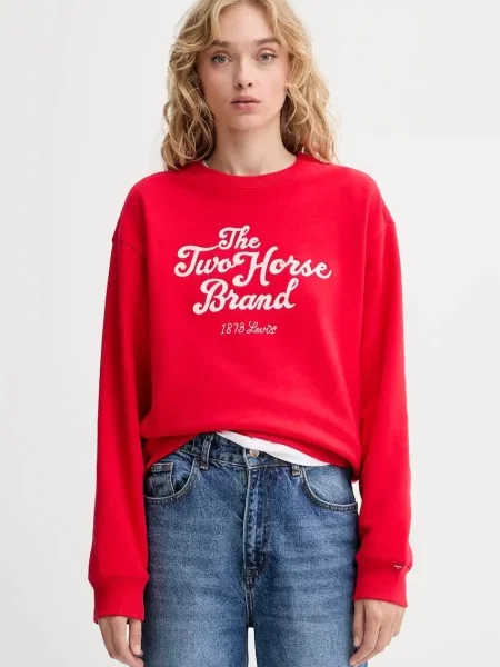 Bombažen pulover Levi's rdeča