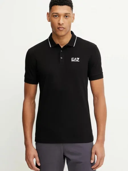 Emporio Armani Polo majica iz bombaža z elastanom črna