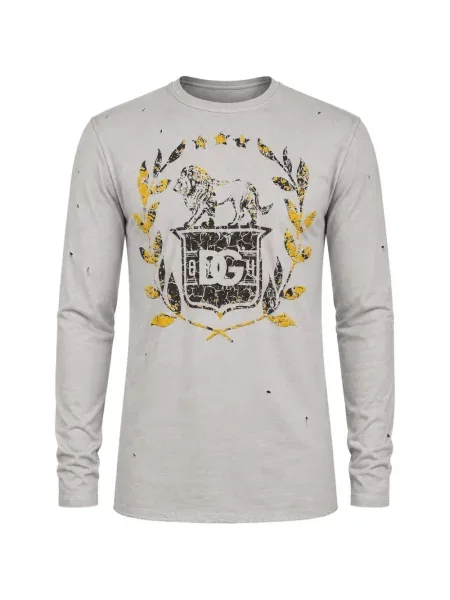 Lung tricou Dolce & Gabbana zdrențuiți gri