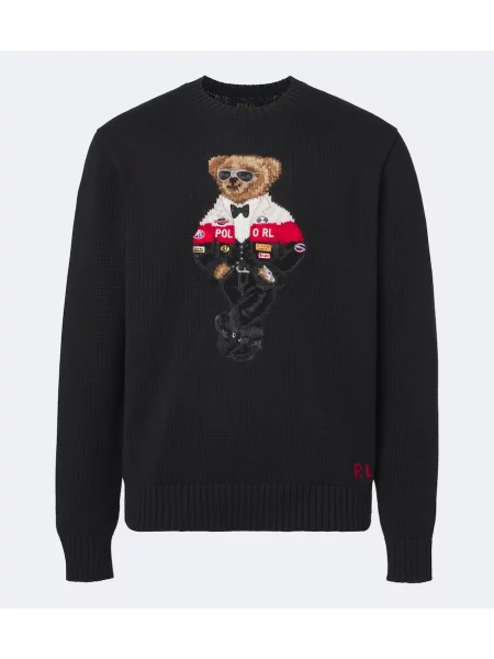Tricou polo Polo Ralph Lauren din cașmir negru