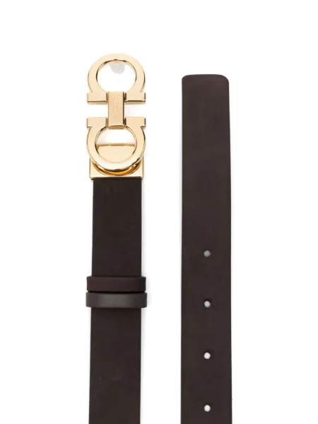 Curea Ferragamo din piele de căprioară maro